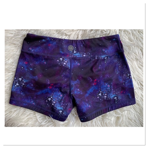IAB I Am Becoming Biker Shorts Galaxy Shorts Purple Black Size 8/Medium - Picture 2 of 4